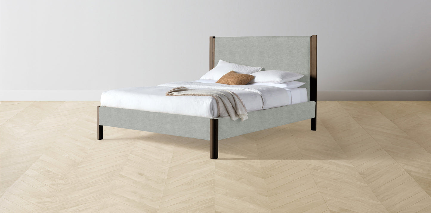 The Thompson - Performance Melange Weave Seaglass Bed - 48" Headboard - Upholstered on reverse