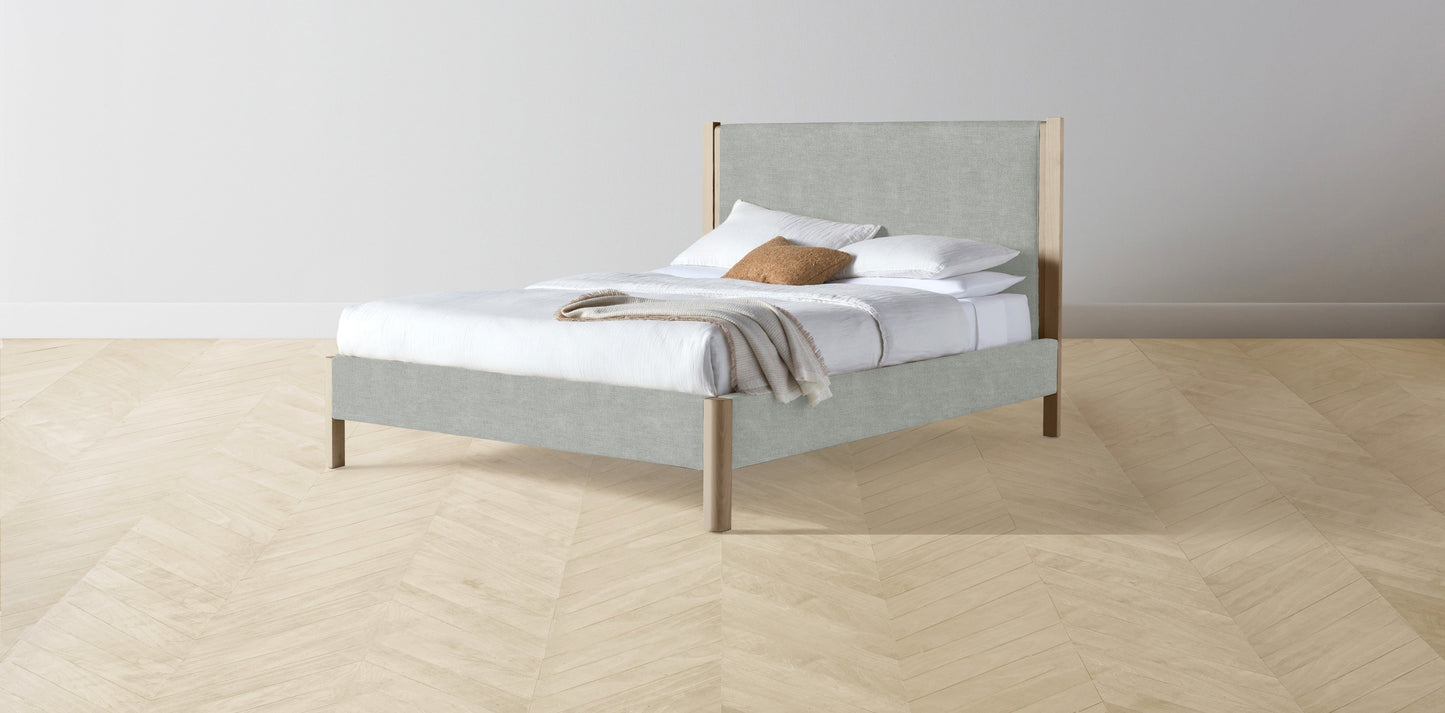 The Thompson - Performance Melange Weave Seaglass Bed - 48" Headboard - Upholstered on reverse