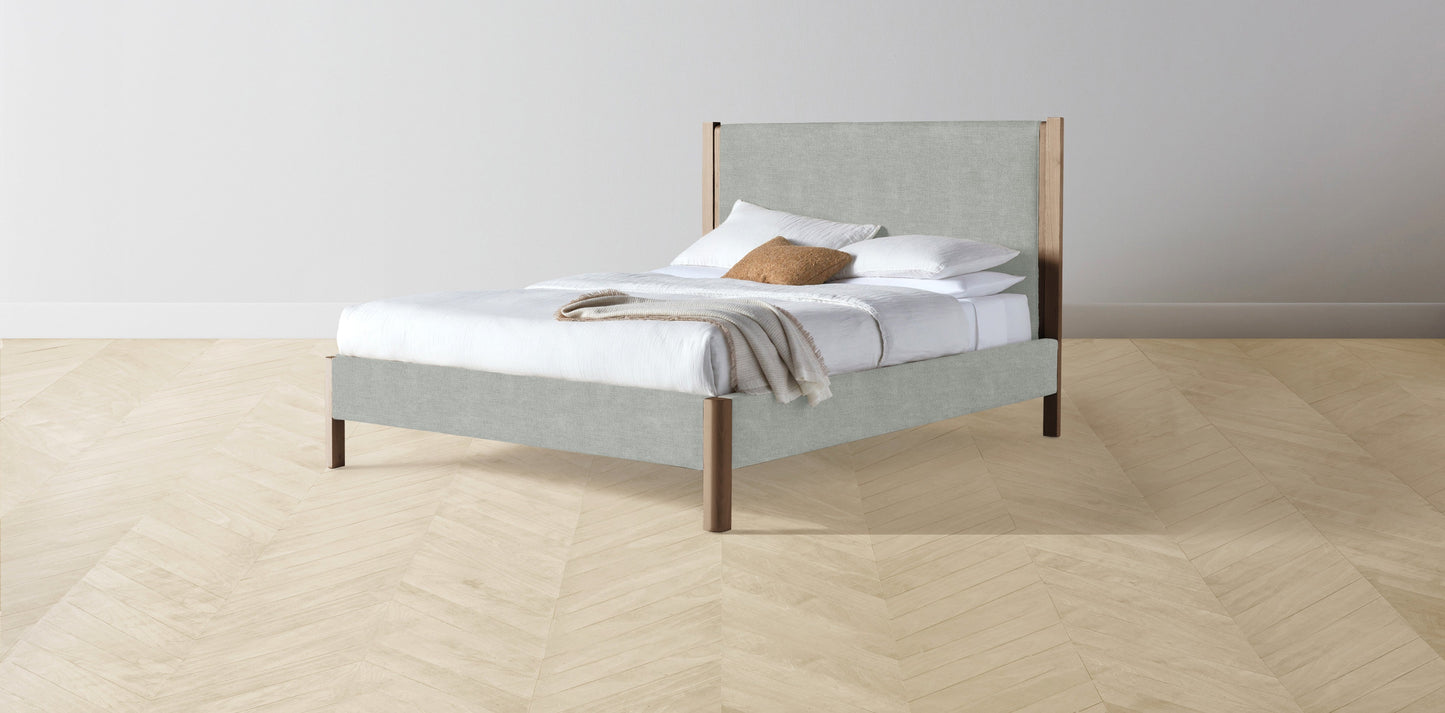 The Thompson - Performance Melange Weave Seaglass Bed - 48" Headboard - Upholstered on reverse