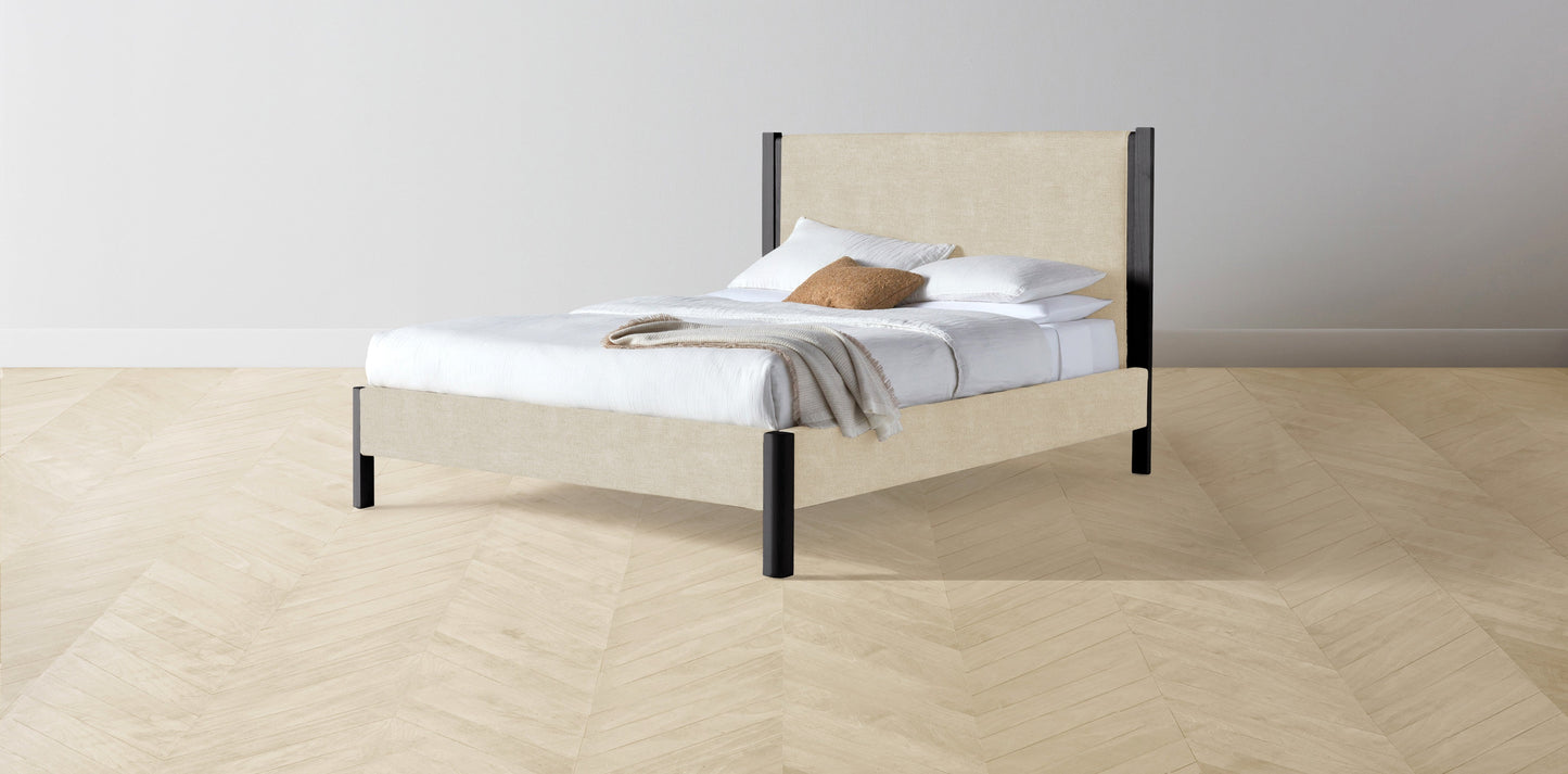 The Thompson - Performance Melange Weave Shell Bed - 48" Headboard - Muslin on reverse