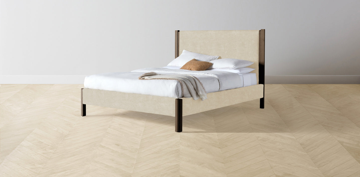 The Thompson - Performance Melange Weave Shell Bed - 48" Headboard - Muslin on reverse