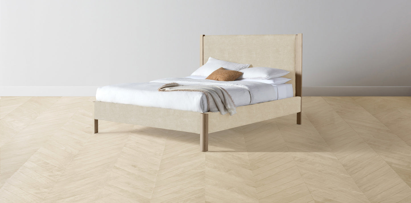 The Thompson - Performance Melange Weave Shell Bed - 48" Headboard - Muslin on reverse