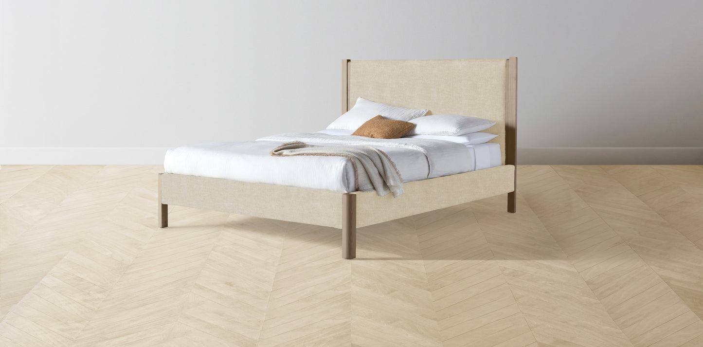 The Thompson - Performance Melange Weave Shell Bed - 48" Headboard - Muslin on reverse