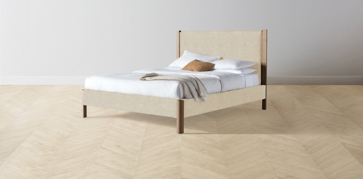 The Thompson - Performance Melange Weave Shell Bed - 48" Headboard - Muslin on reverse