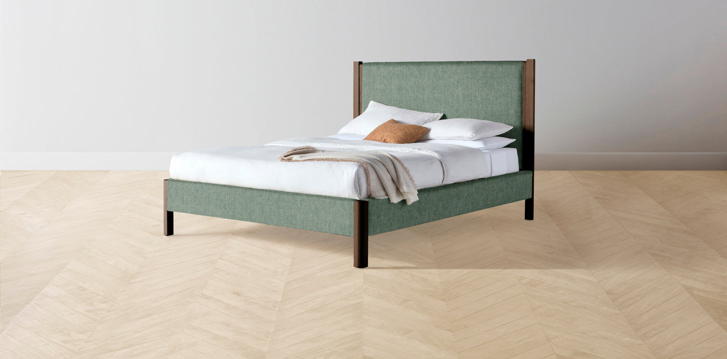 The Thompson - Performance Stonewashed Linen Aspen Bed - 48" Headboard - Muslin on reverse