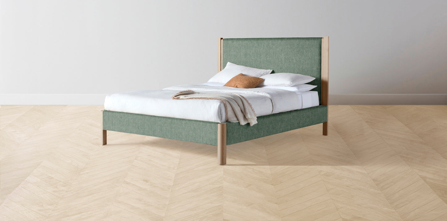 The Thompson - Performance Stonewashed Linen Aspen Bed - 48" Headboard - Muslin on reverse