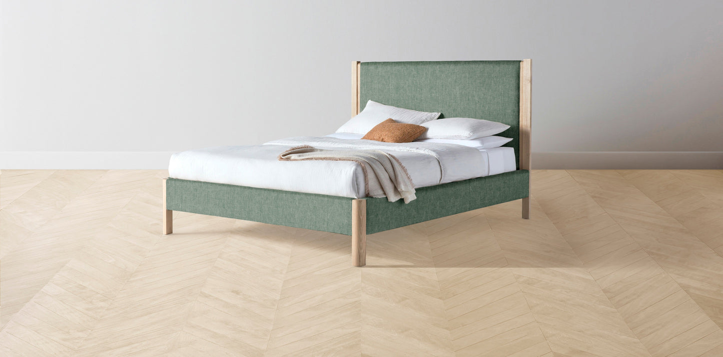 The Thompson - Performance Stonewashed Linen Aspen Bed - 48" Headboard - Upholstered on reverse