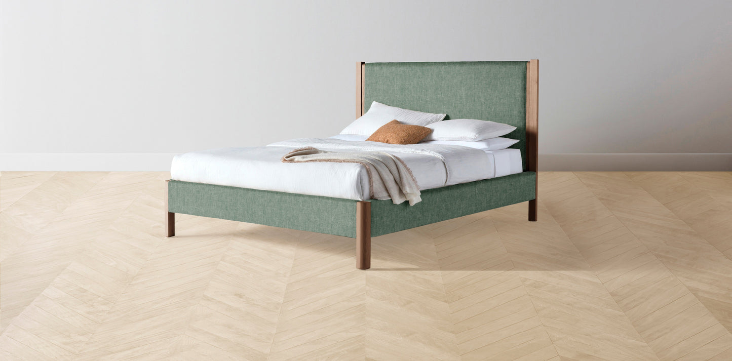 The Thompson - Performance Stonewashed Linen Aspen Bed - 48" Headboard - Muslin on reverse