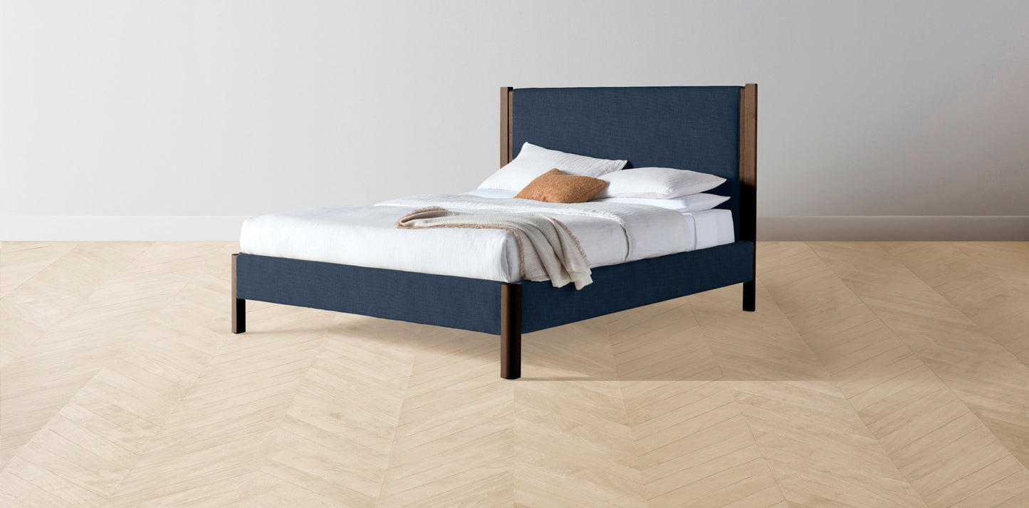 The Thompson - Performance Textured Linen Seaside Bed - 48" Headboard - Muslin on reverse