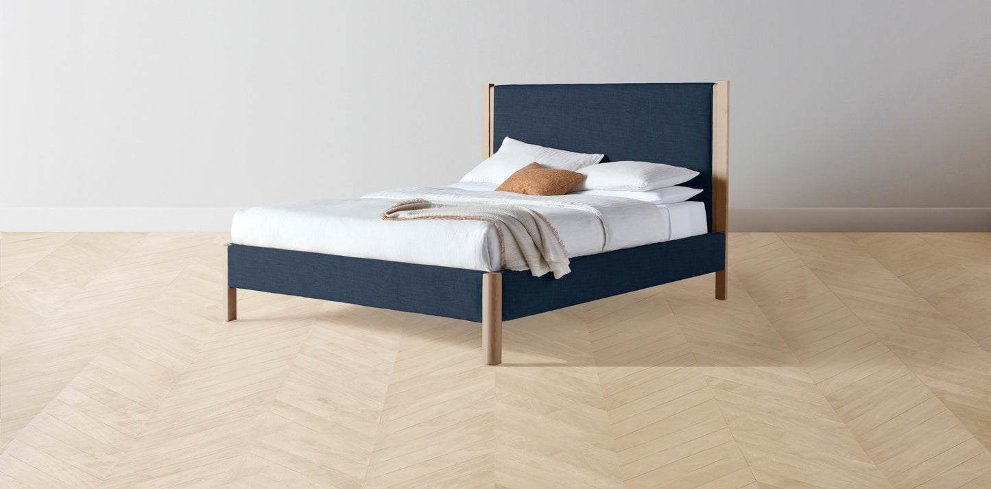 The Thompson - Performance Textured Linen Seaside Bed - 48" Headboard - Muslin on reverse