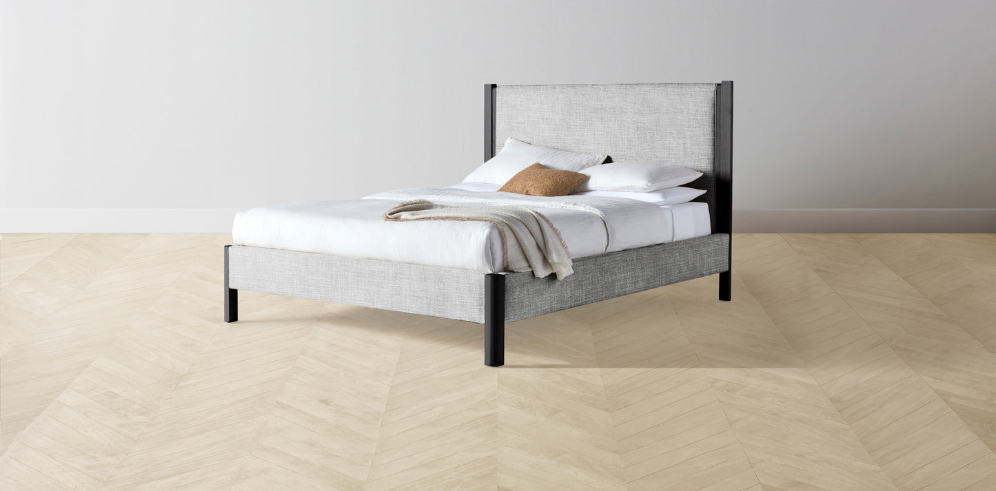The Thompson - Performance Textured Tweed Alpine Bed - 48" Headboard - Upholstered on reverse