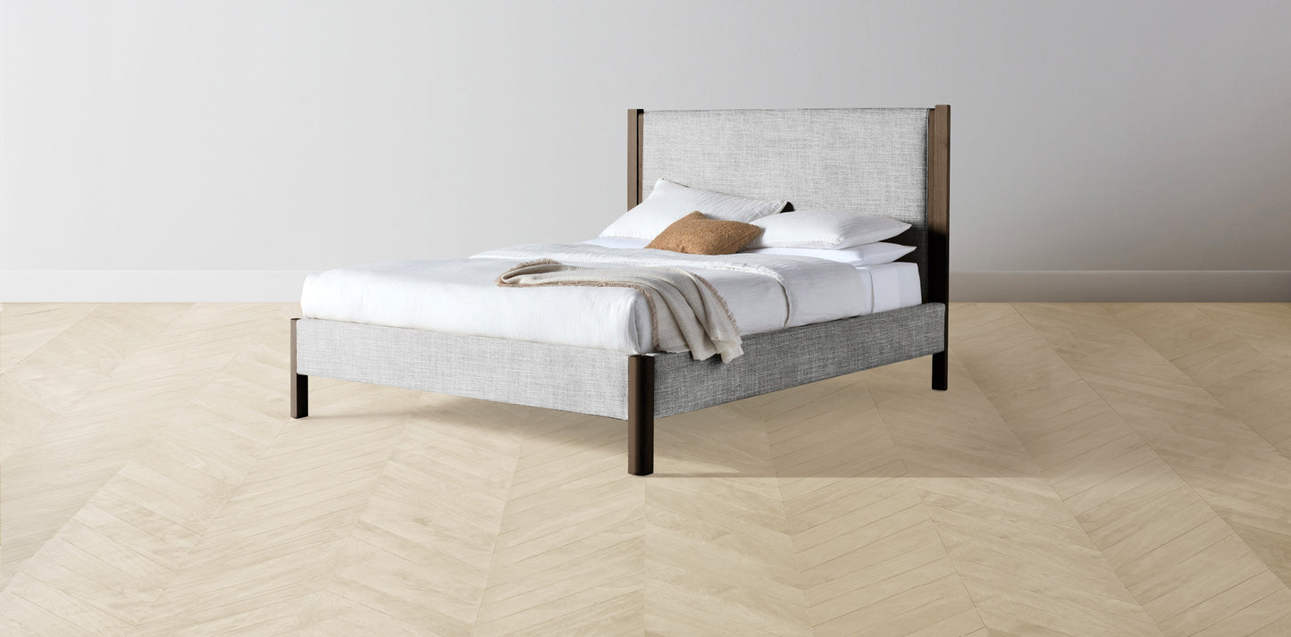 The Thompson - Performance Textured Tweed Alpine Bed - 48" Headboard - Upholstered on reverse