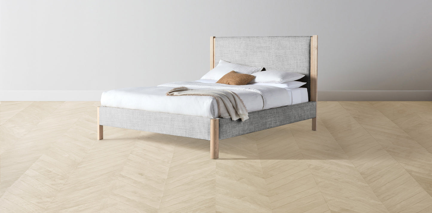 The Thompson - Performance Textured Tweed Alpine Bed - 48" Headboard - Upholstered on reverse