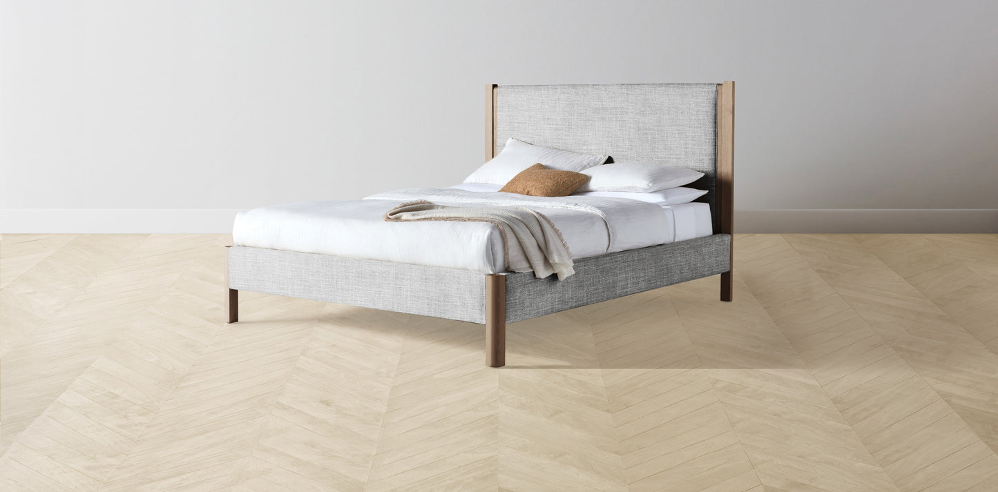 The Thompson - Performance Textured Tweed Alpine Bed - 48" Headboard - Upholstered on reverse