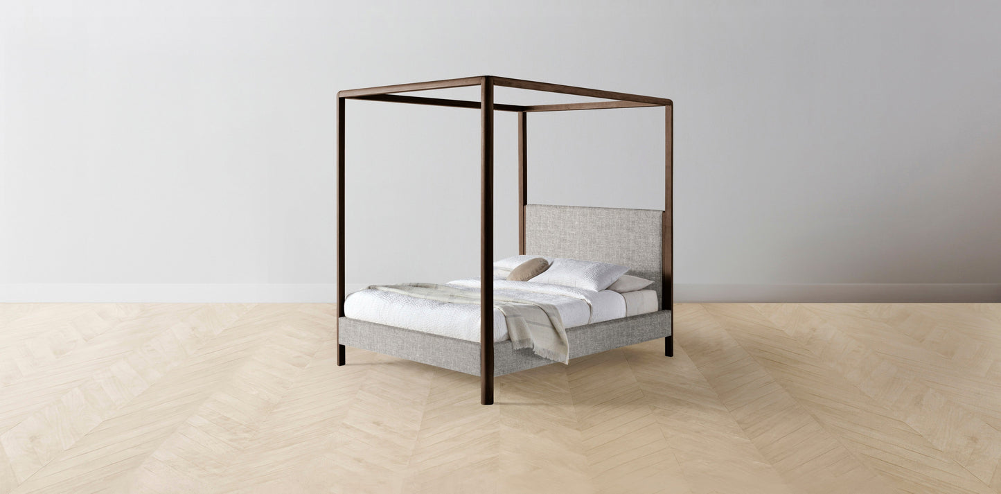The Thompson - Belgian Linen Agate Canopy Bed - 48" Headboard - Muslin on reverse