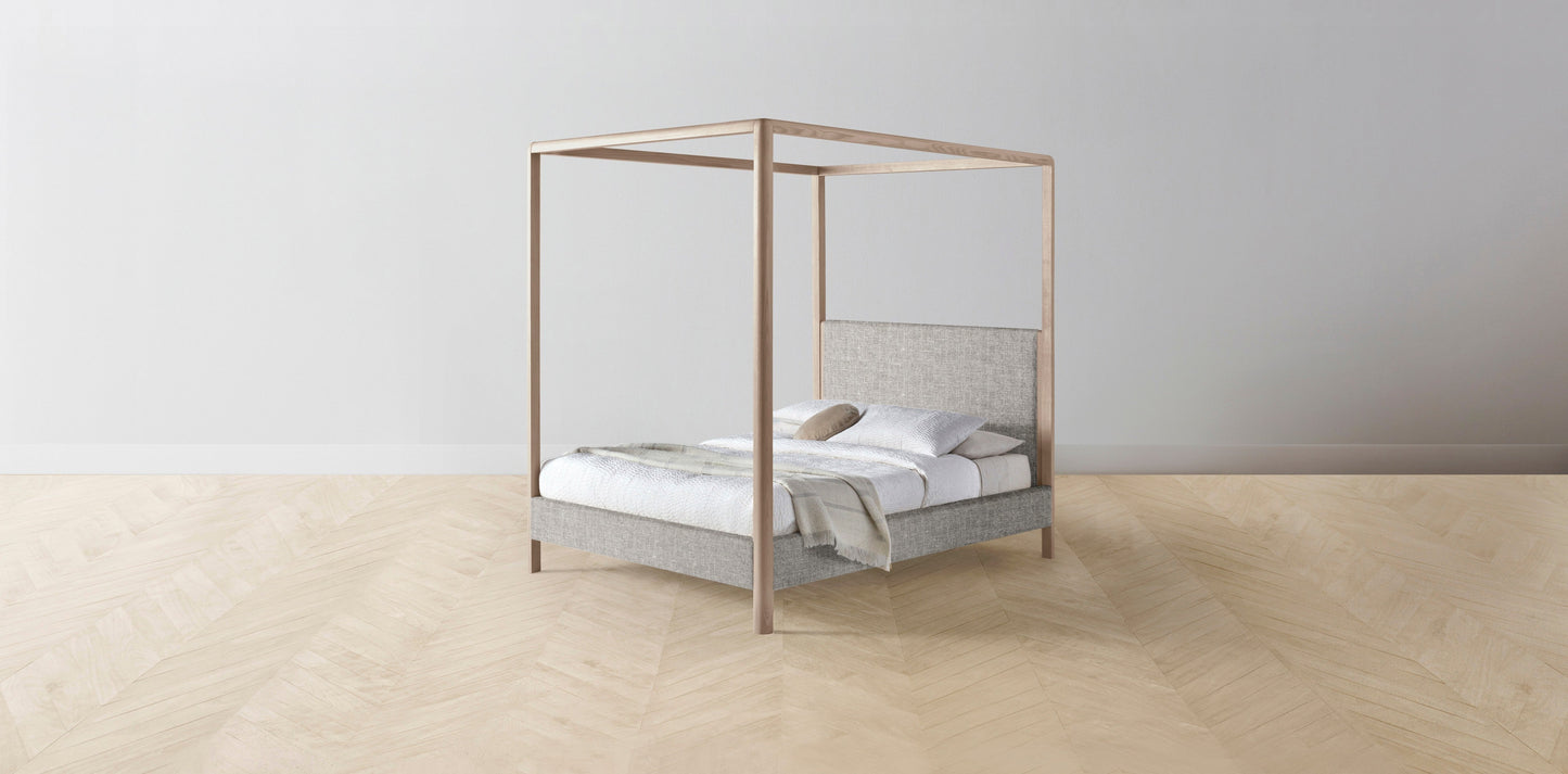 The Thompson - Belgian Linen Agate Canopy Bed - 48" Headboard - Upholstered on reverse