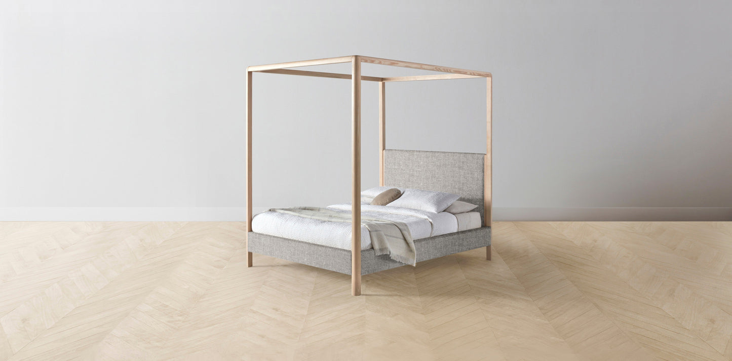 The Thompson - Belgian Linen Agate Canopy Bed - 48" Headboard - Upholstered on reverse