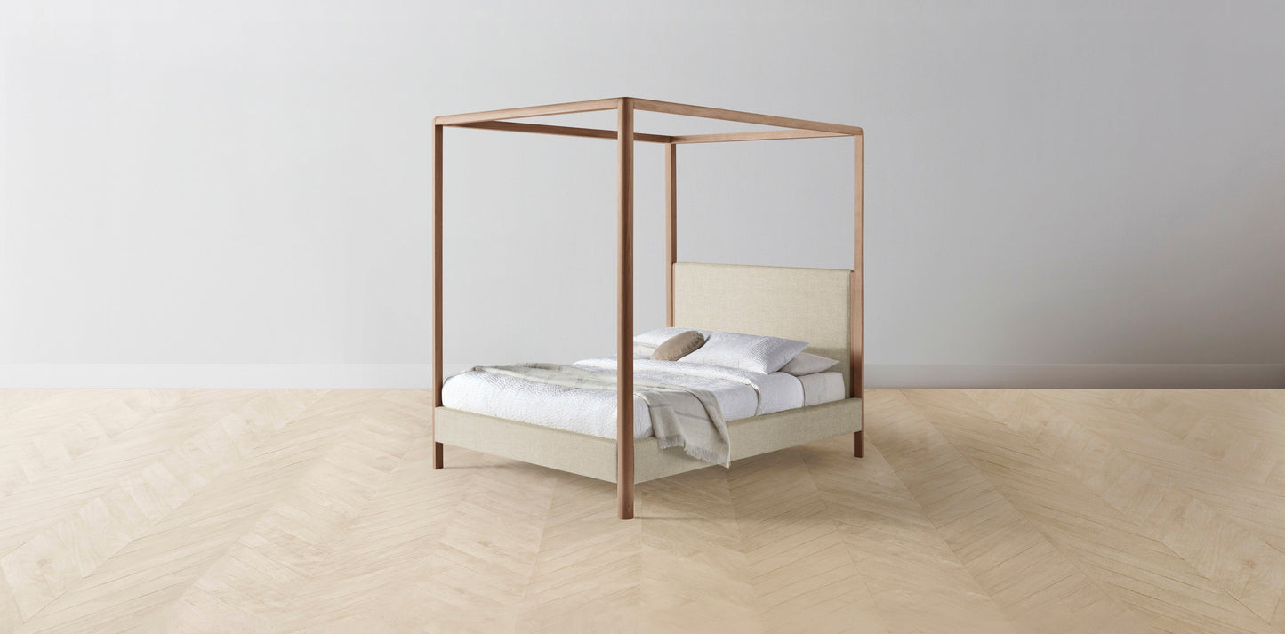 The Thompson - Belgian Linen Alder Canopy Bed - 48" Headboard - Upholstered on reverse