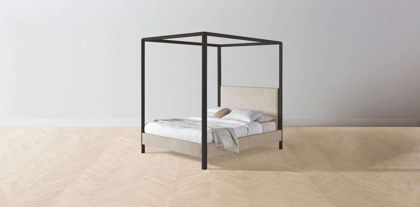 The Thompson - Merino Wheat Canopy Bed - 48" Headboard - Muslin on reverse