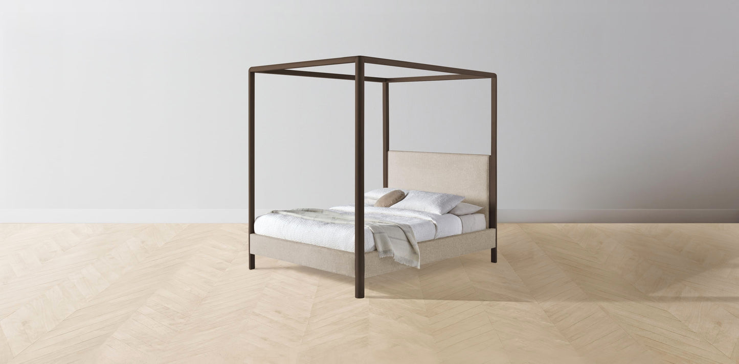 The Thompson - Merino Wheat Canopy Bed - 48" Headboard - Muslin on reverse