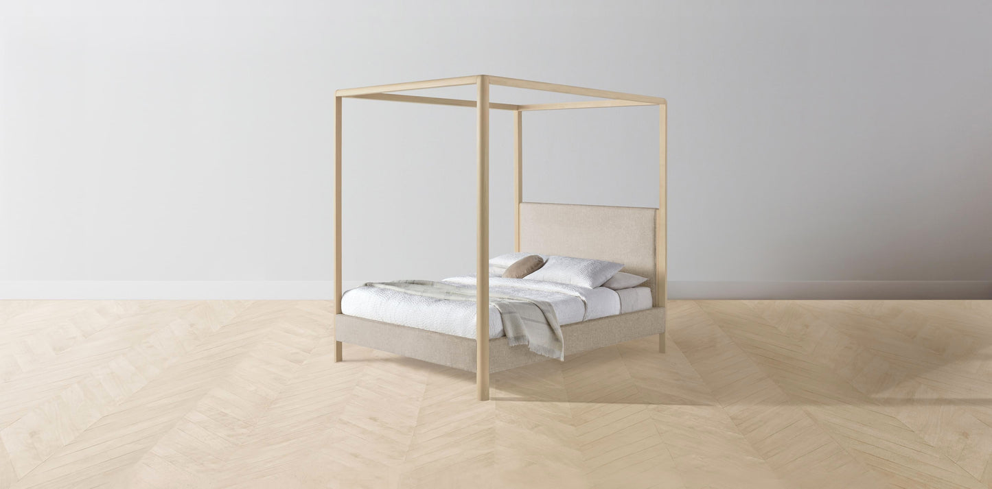 The Thompson - Merino Wheat Canopy Bed - 48" Headboard - Muslin on reverse