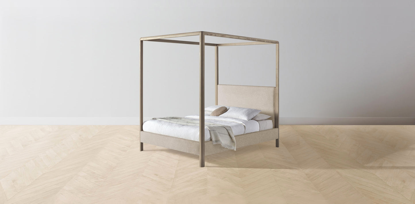 The Thompson - Merino Wheat Canopy Bed - 48" Headboard - Muslin on reverse