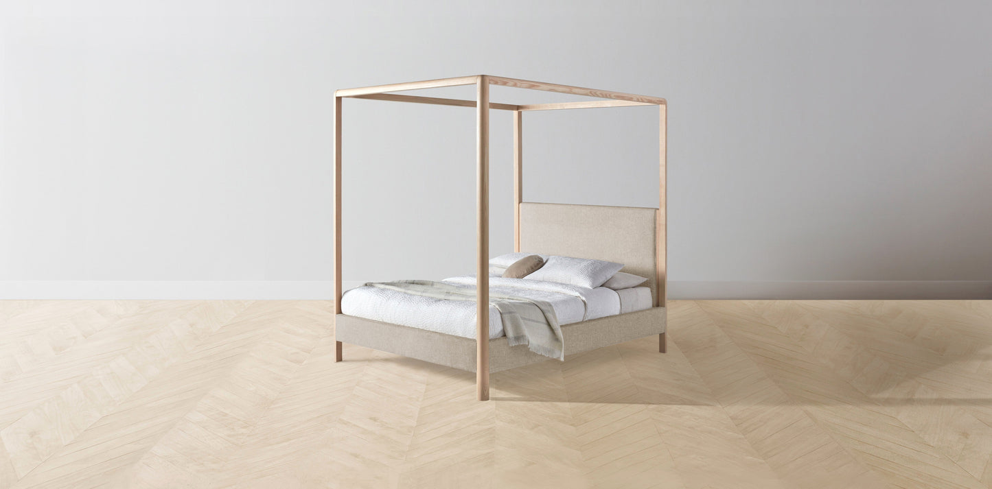 The Thompson - Merino Wheat Canopy Bed - 48" Headboard - Muslin on reverse