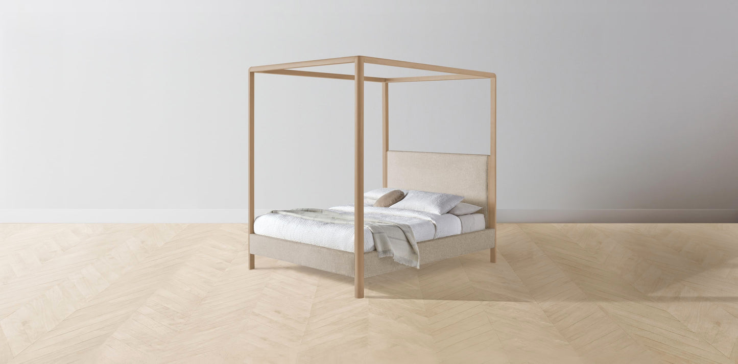 The Thompson - Merino Wheat Canopy Bed - 48" Headboard - Muslin on reverse