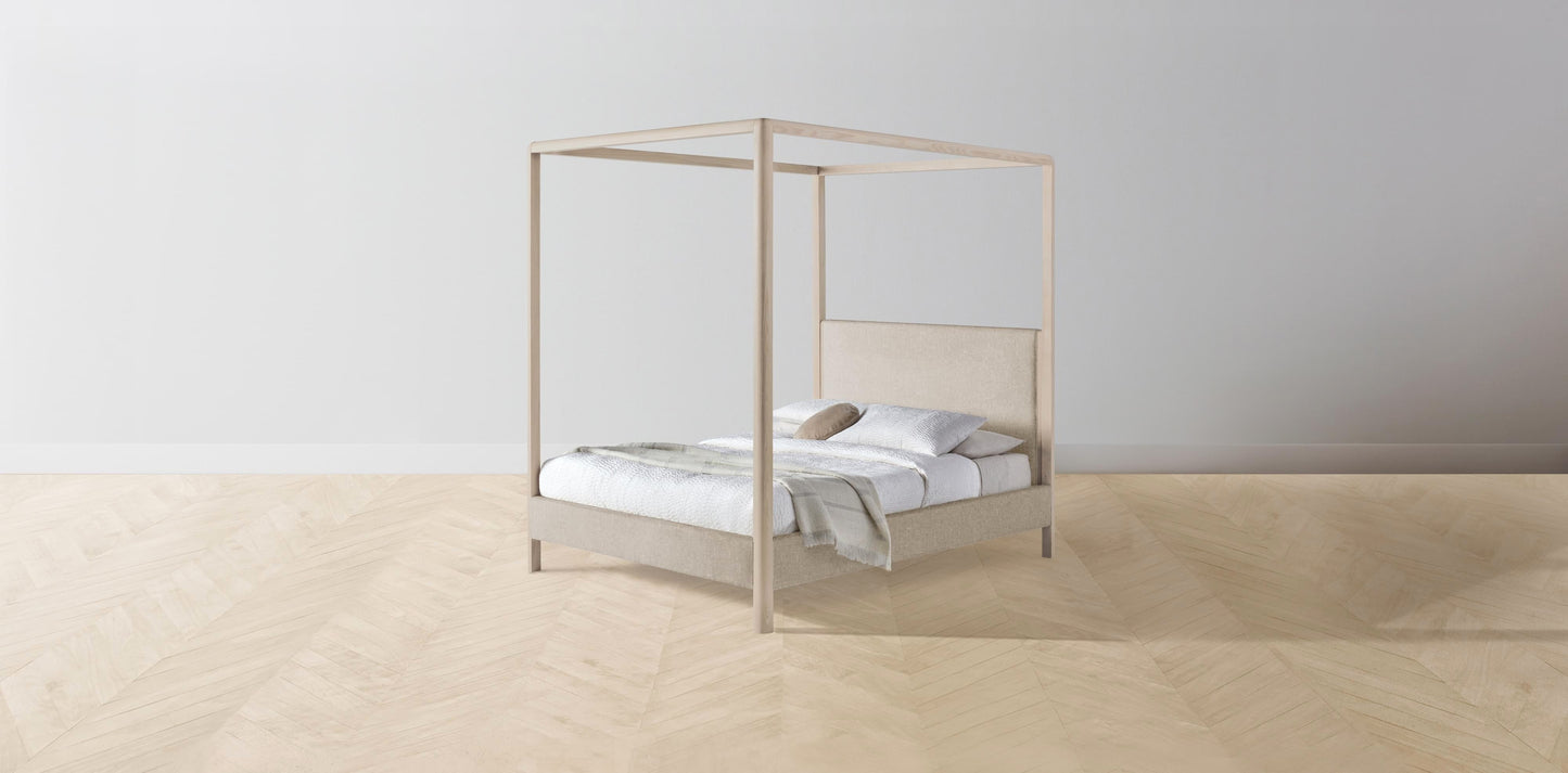 The Thompson - Merino Wheat Canopy Bed - 48" Headboard - Muslin on reverse