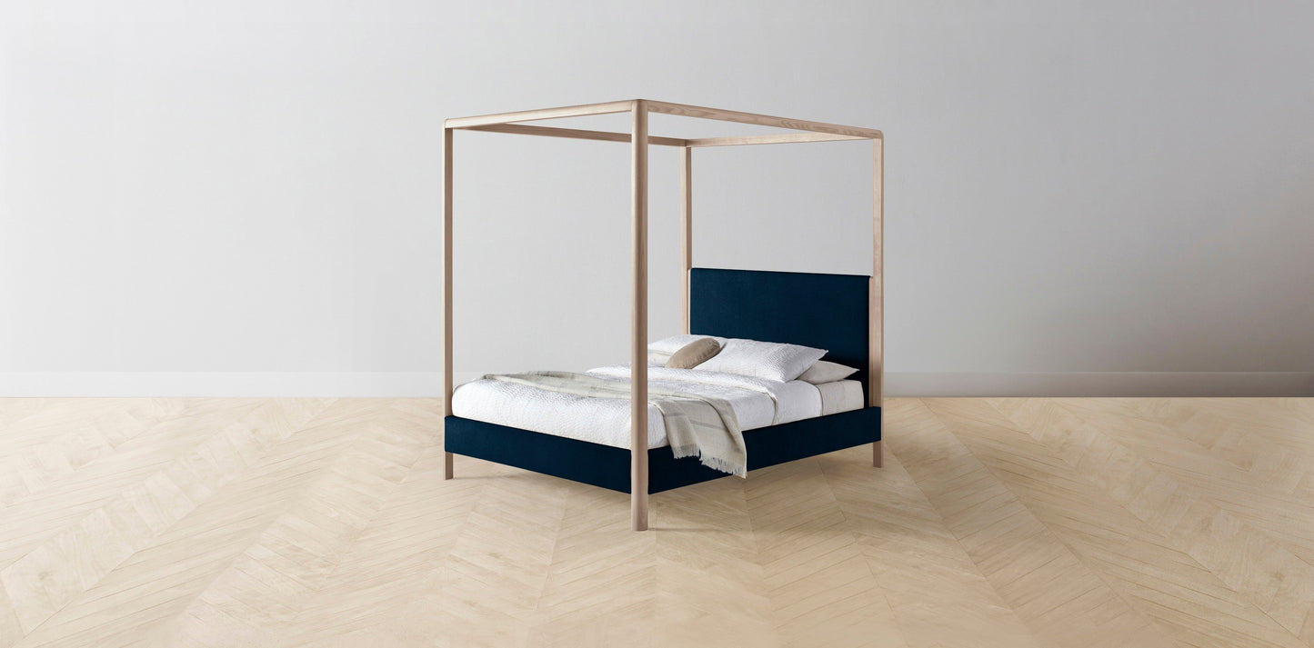 The Thompson - Mohair Admiral Canopy Bed - 48" Headboard - Upholstered on reverse