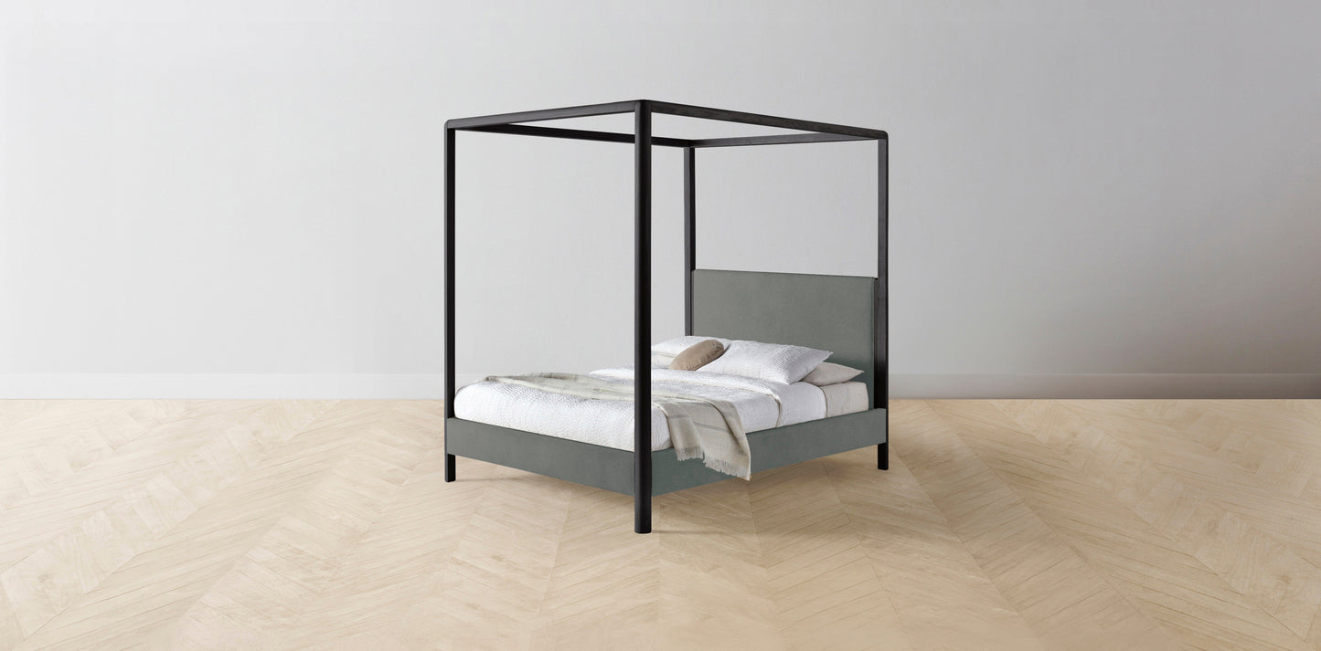 The Thompson - Mohair Fog Canopy Bed - 48" Headboard - Upholstered on reverse