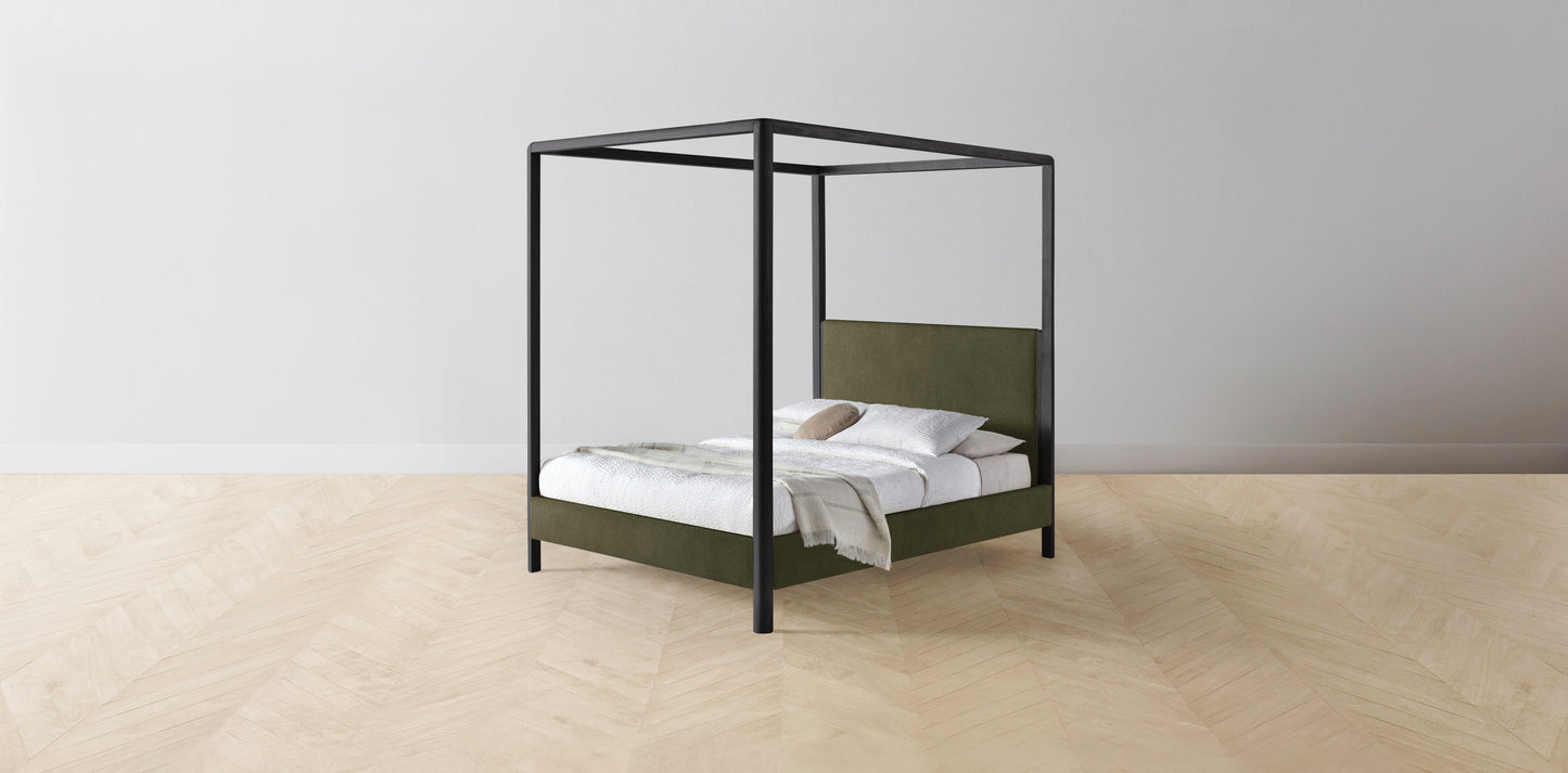 The Thompson - Mohair Moss Canopy Bed - 48" Headboard - Muslin on reverse