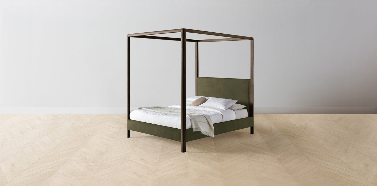 The Thompson - Mohair Moss Canopy Bed - 48" Headboard - Upholstered on reverse