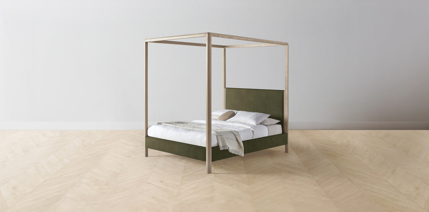 The Thompson - Mohair Moss Canopy Bed - 48" Headboard - Upholstered on reverse