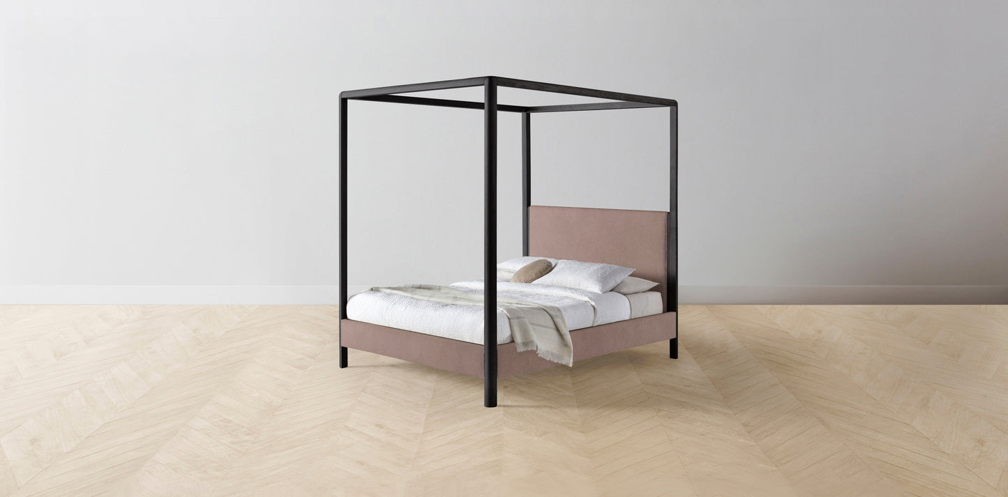 The Thompson - Mohair Peony Canopy Bed - 48" Headboard - Muslin on reverse