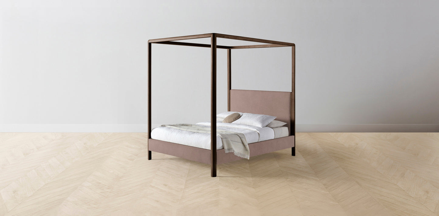 The Thompson - Mohair Peony Canopy Bed - 48" Headboard - Muslin on reverse