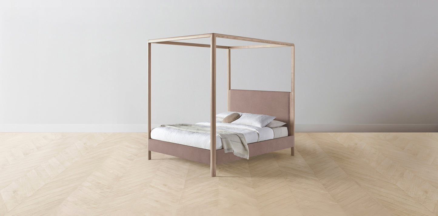 The Thompson - Mohair Peony Canopy Bed - 48" Headboard - Muslin on reverse