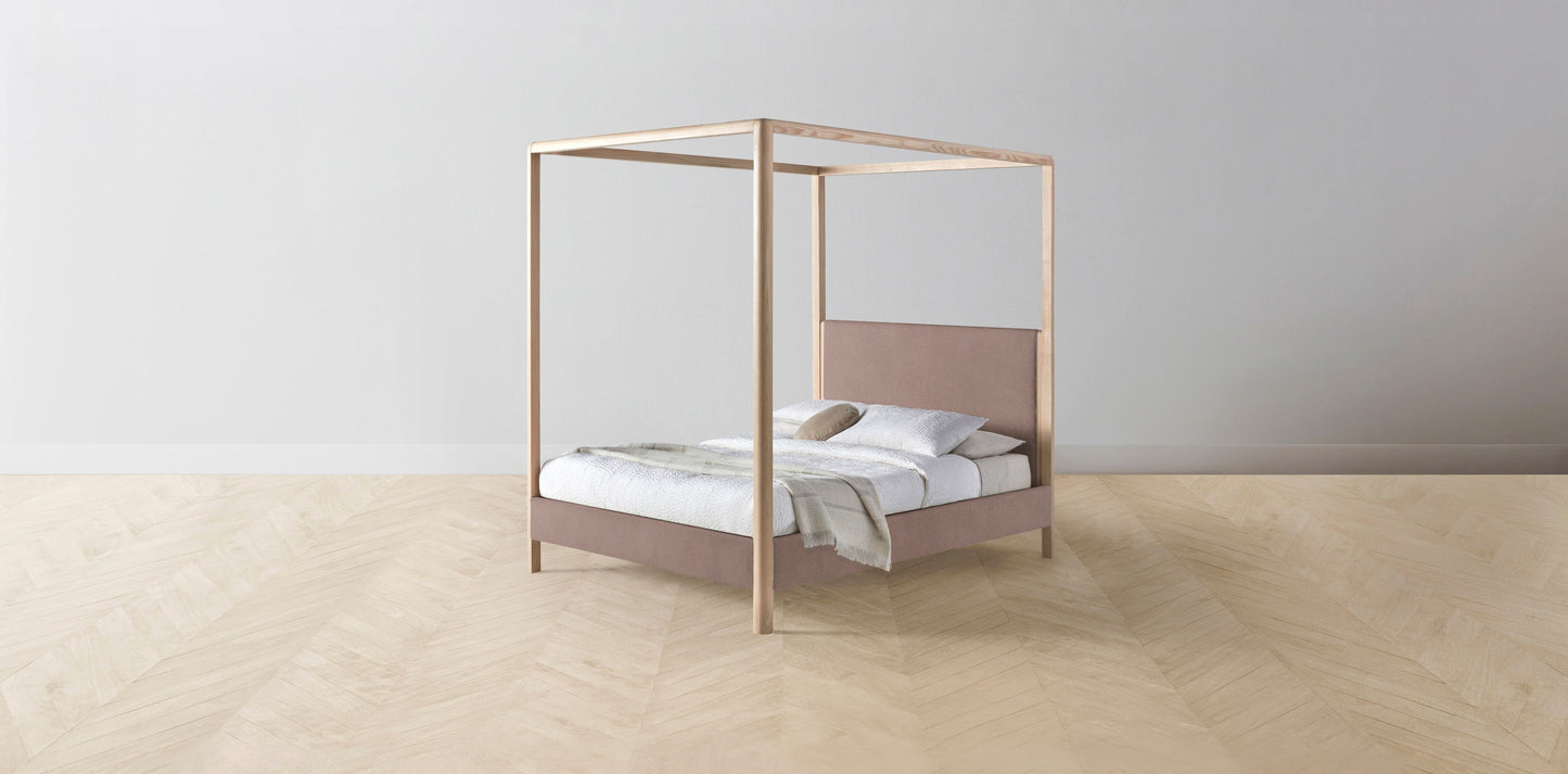 The Thompson - Mohair Peony Canopy Bed - 48" Headboard - Upholstered on reverse