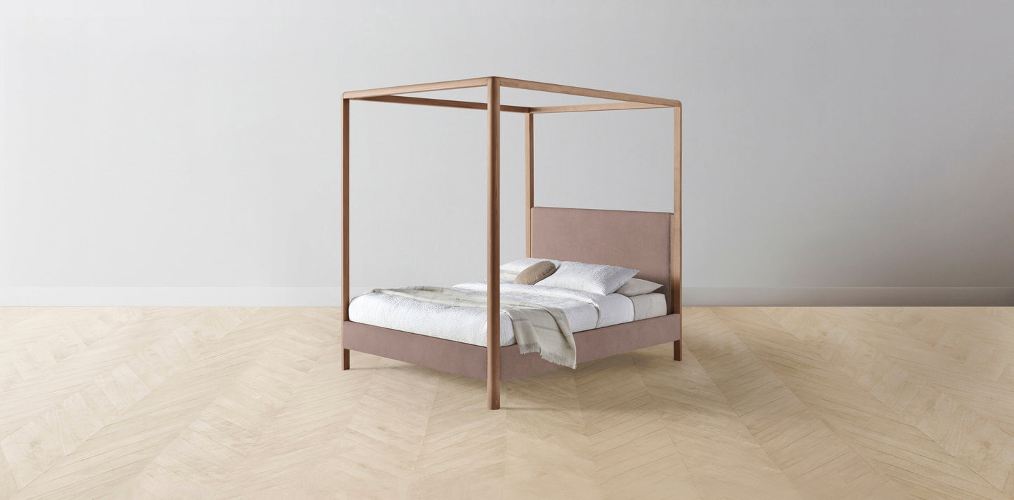 The Thompson - Mohair Peony Canopy Bed - 48" Headboard - Muslin on reverse