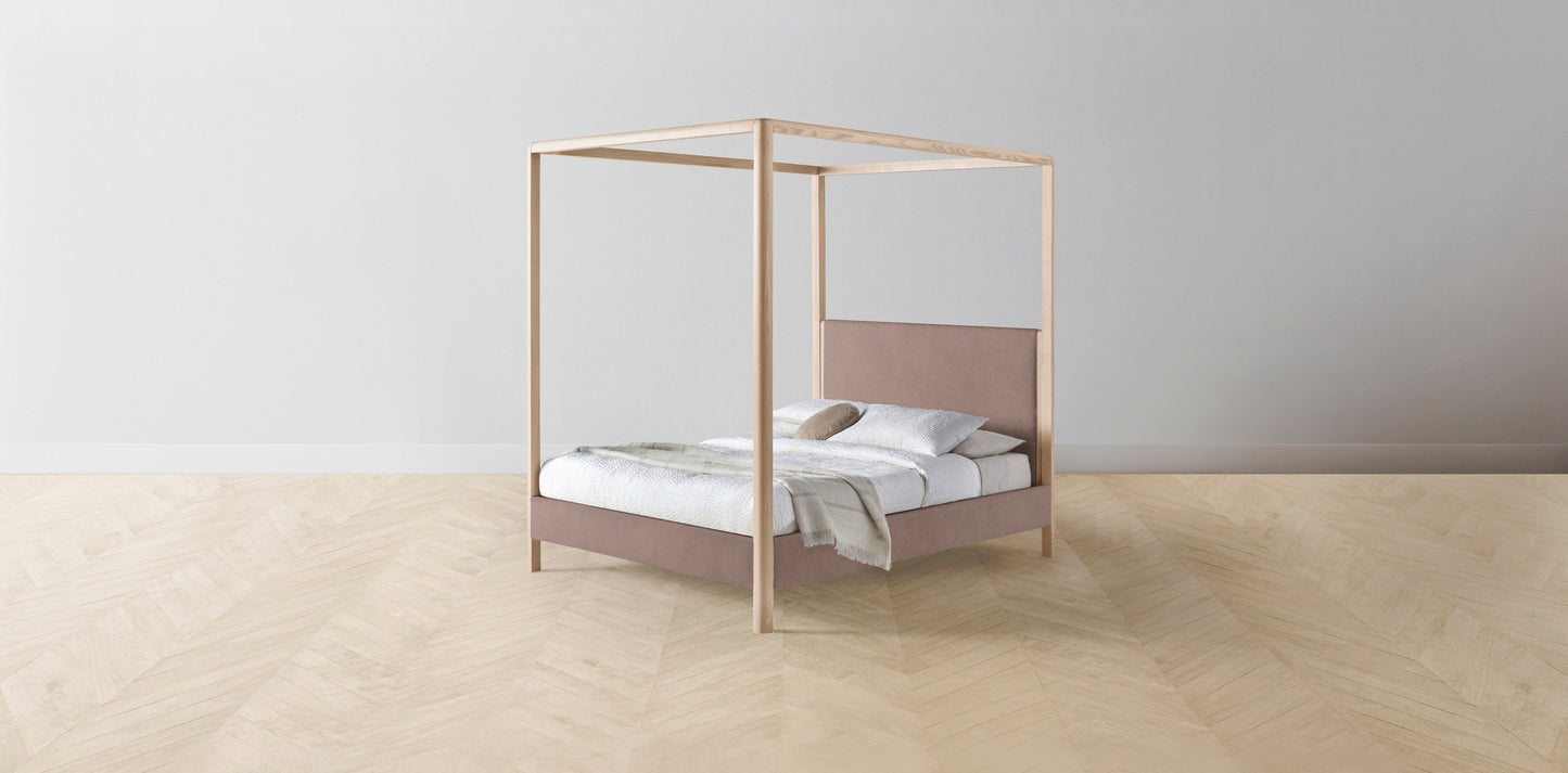 The Thompson - Mohair Peony Canopy Bed - 48" Headboard - Muslin on reverse