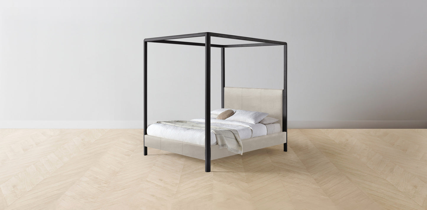 The Thompson - Nubuck Leather Sail Canopy Bed - 48" Headboard - Upholstered on reverse