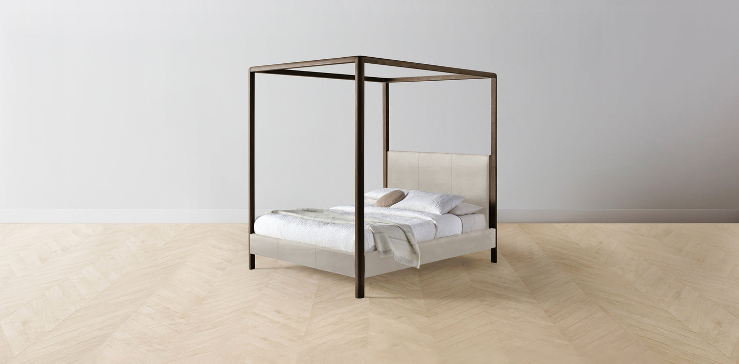 The Thompson - Nubuck Leather Sail Canopy Bed - 48" Headboard - Upholstered on reverse