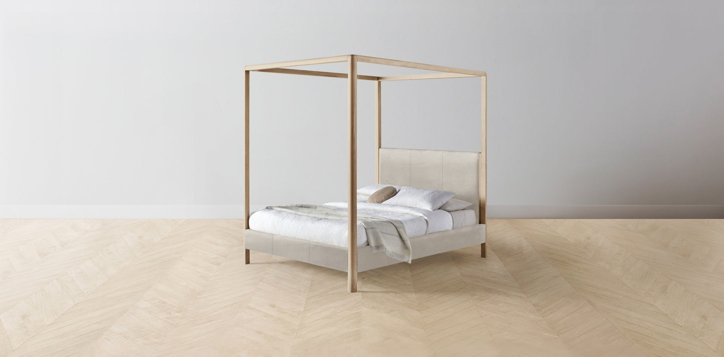 The Thompson - Nubuck Leather Sail Canopy Bed - 48" Headboard - Upholstered on reverse