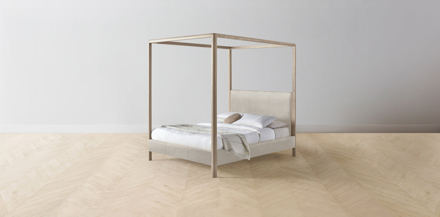 The Thompson - Nubuck Leather Sail Canopy Bed - 48" Headboard - Upholstered on reverse