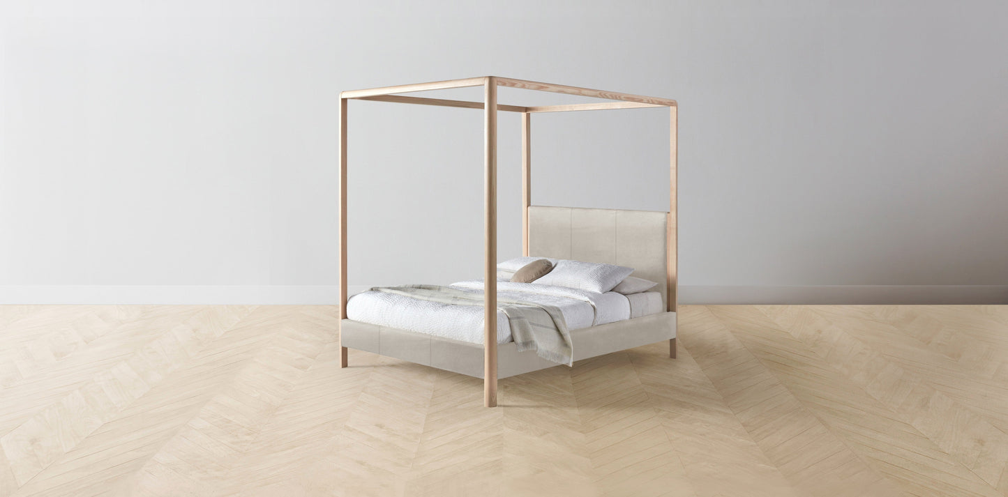 The Thompson - Nubuck Leather Sail Canopy Bed - 48" Headboard - Upholstered on reverse