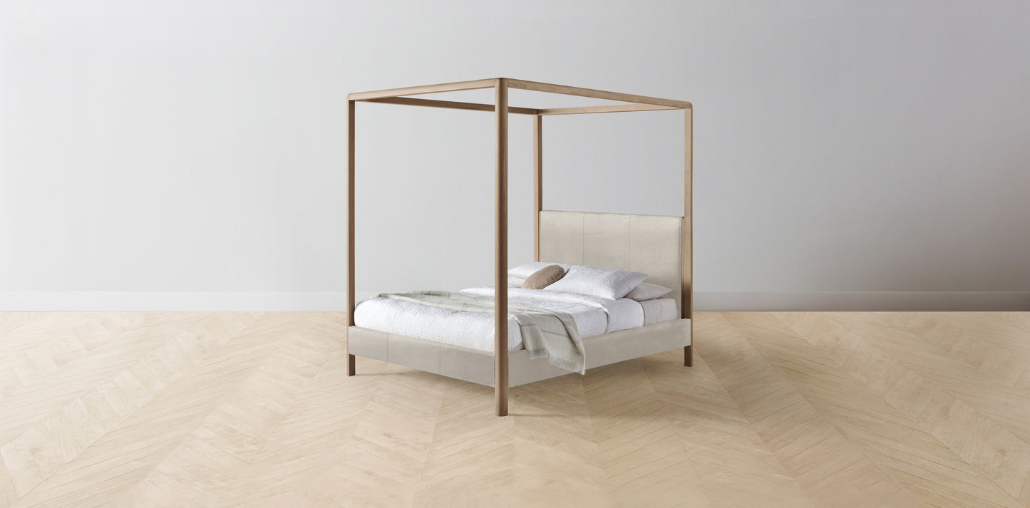 The Thompson - Nubuck Leather Sail Canopy Bed - 48" Headboard - Upholstered on reverse