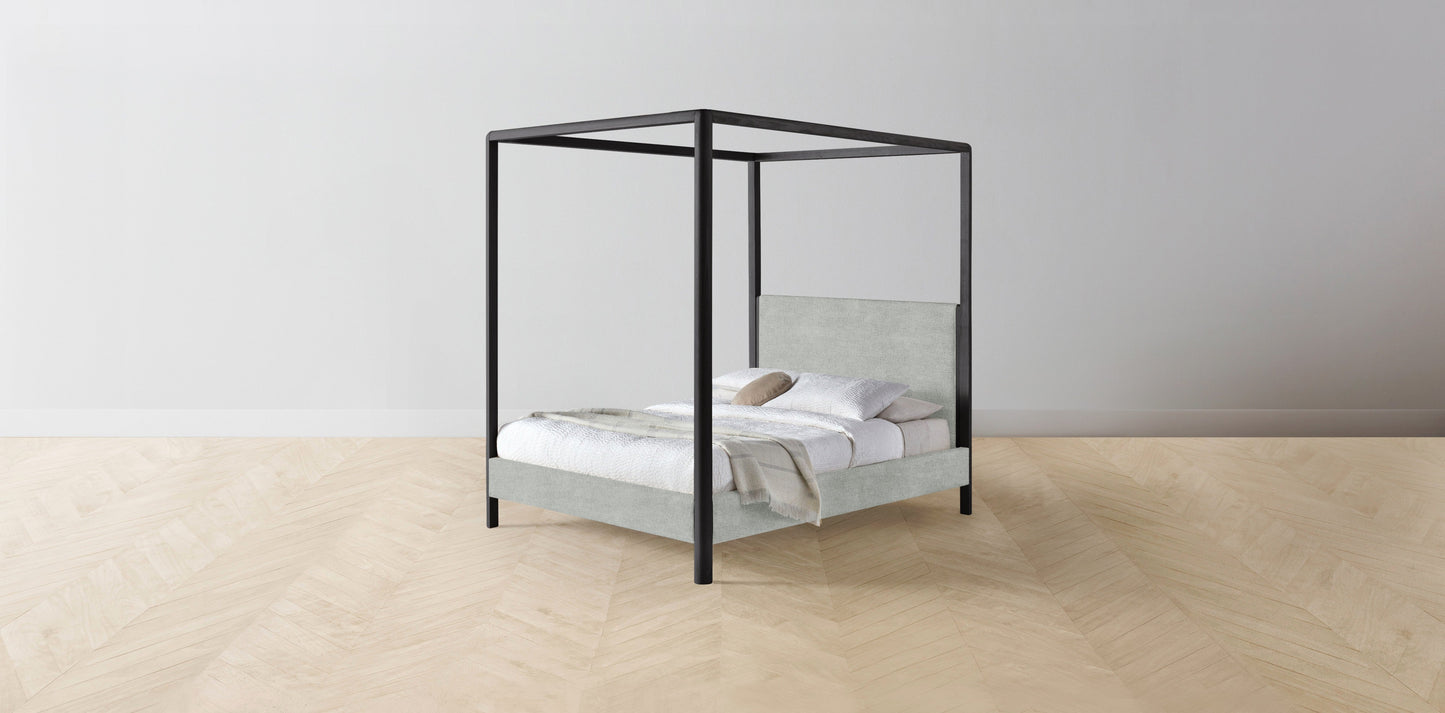 The Thompson - Performance Melange Weave Seaglass Canopy Bed - 48" Headboard - Upholstered on reverse