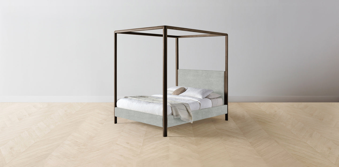 The Thompson - Performance Melange Weave Seaglass Canopy Bed - 48" Headboard - Muslin on reverse