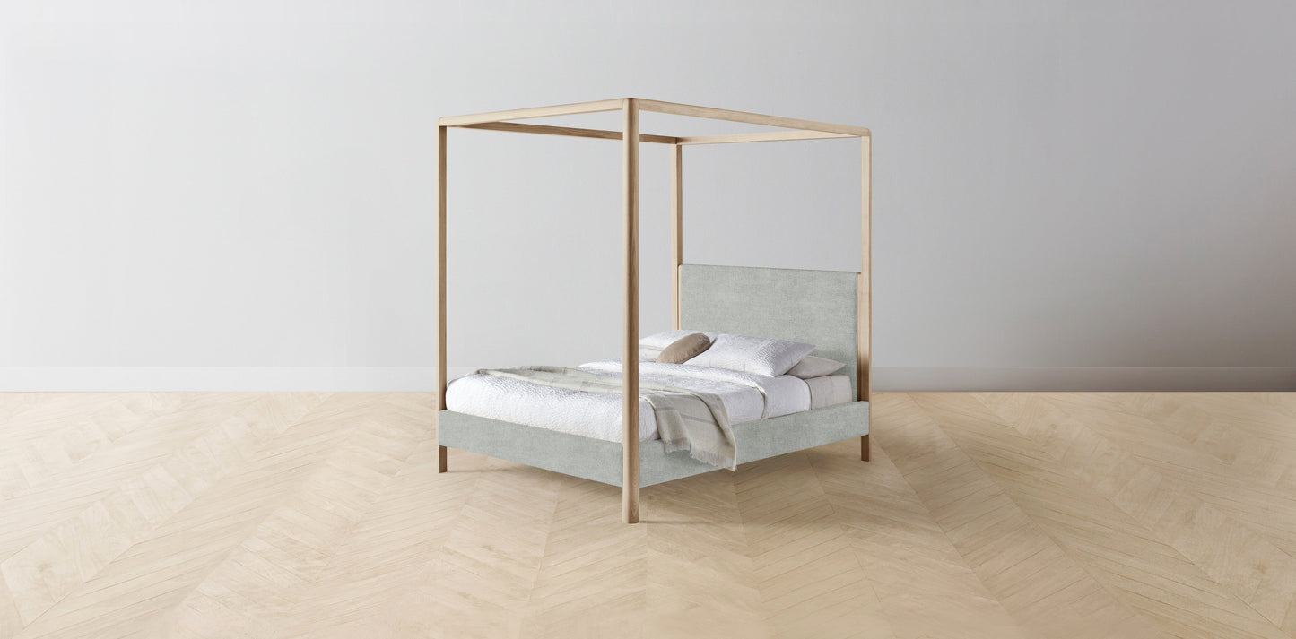 The Thompson - Performance Melange Weave Seaglass Canopy Bed - 48" Headboard - Muslin on reverse