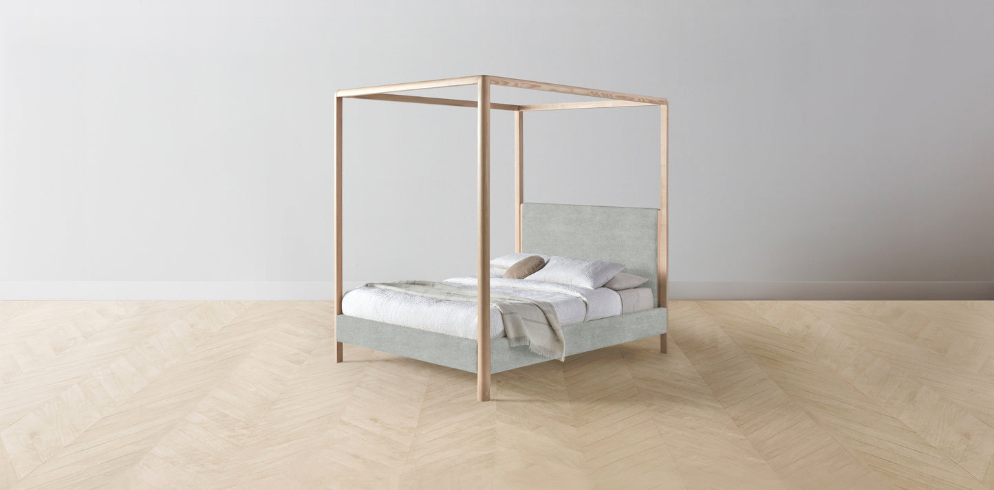 The Thompson - Performance Melange Weave Seaglass Canopy Bed - 48" Headboard - Muslin on reverse